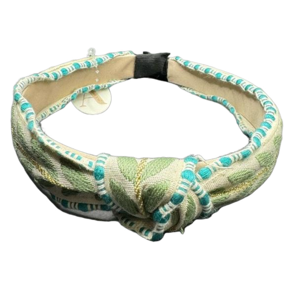 Knit Leaf Headband - Green and Blue - NWT